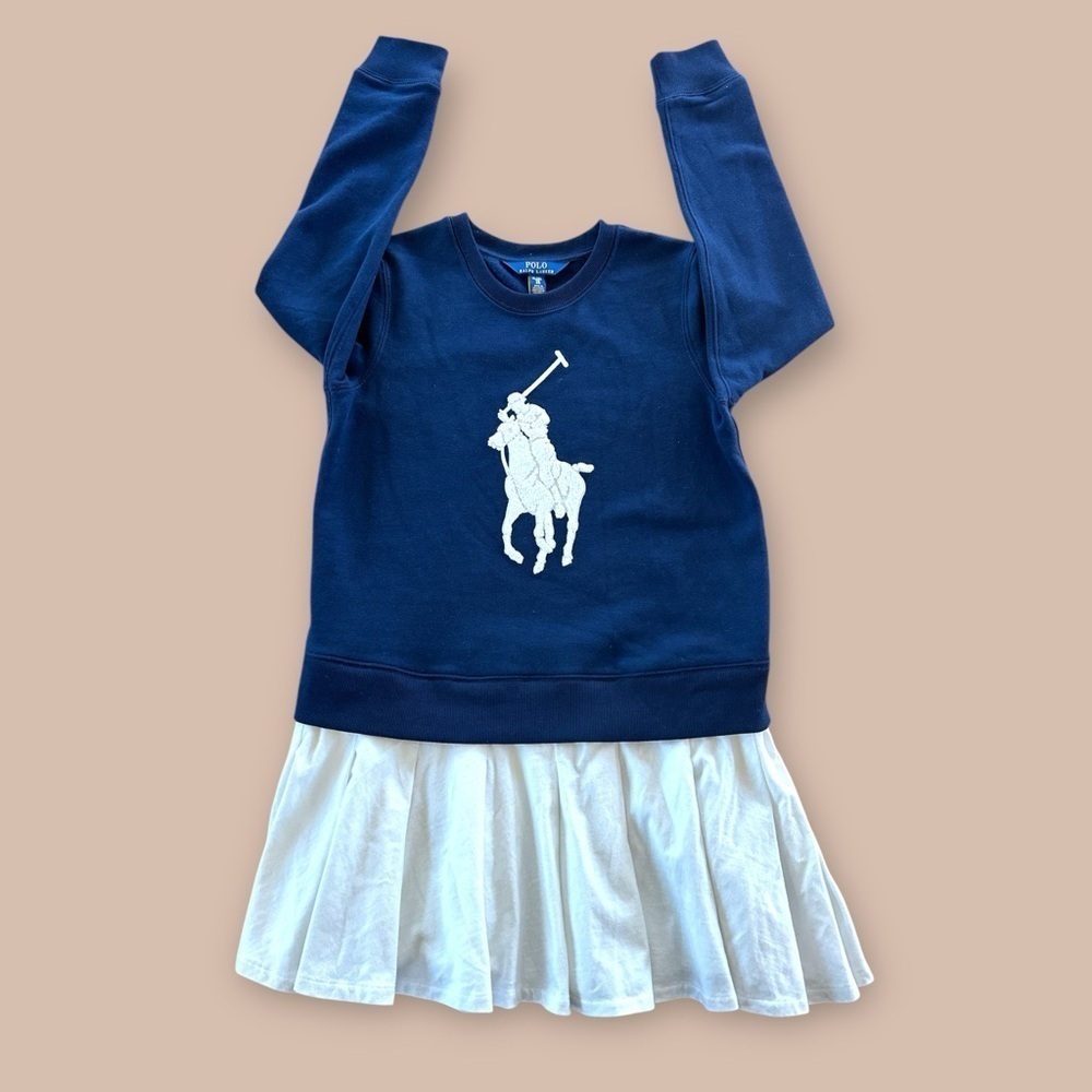 POLO RALPH LAUREN Kids Vestito Per Bambini In Navy Blue size dress XL - Picture 6 of 13